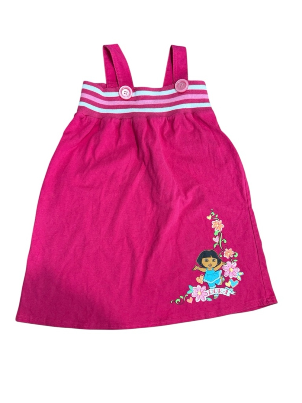 2008 Nickelodeon Dora the Explorer Dress Girls Size 6/6X Pink Striped Y2K
